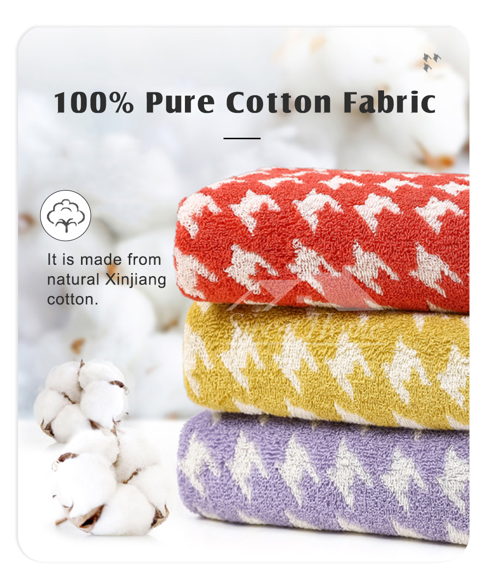 Houndstooth Pure Cotton Towel-4